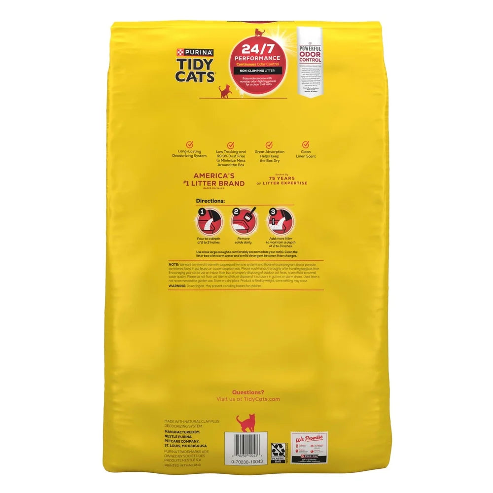 Multi-Cat Non-Clumping Cat Litter 48lb Odor Control Low Dust Clay Litter 24/7 Performance Moisture Absorption Fresh Scent