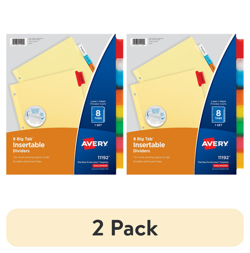 Avery Big Tab Insertable Dividers, 8-Tab, Multicolor, 2-Pack