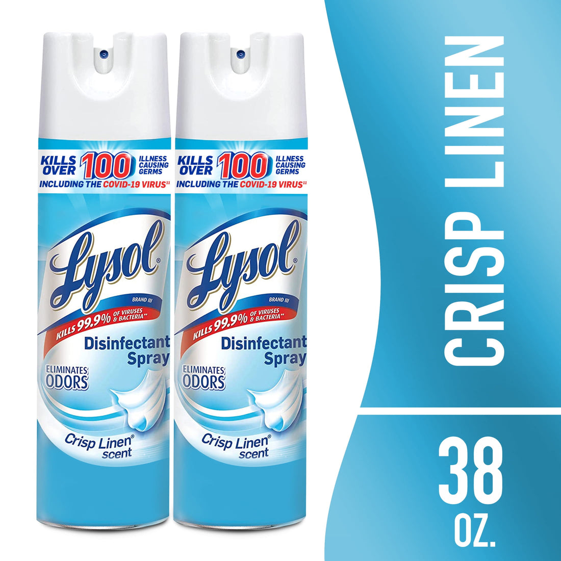 Lysol Disinfectant Spray, Crisp Linen, 19 oz, 2-Pack