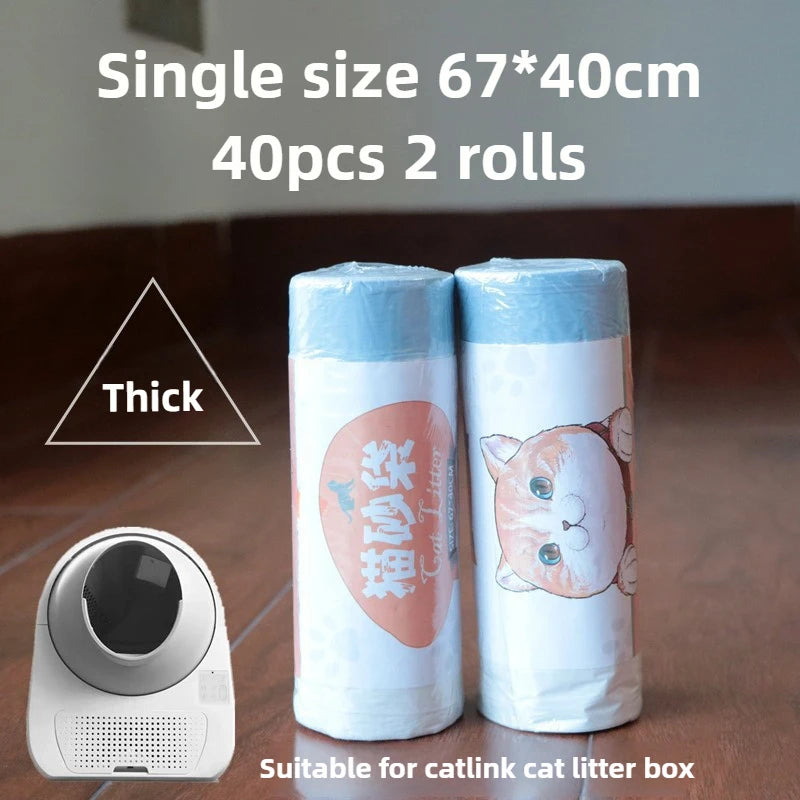 Automatic Cat Litter Box Waste Bags with Strong Double Drawstring – No Odor, No Mess, Easy Pull & Seal Design