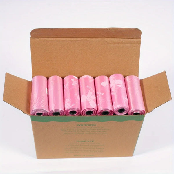 120 Count Extra Thick Leakproof Poop Bags - Vibrant Pink & Purple Designs