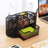 Deli Mesh Desk Organizer with Drawer, 8 Compartments, Black