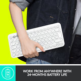 Logitech K380 Multi-Device Bluetooth Keyboard, Slim, Off-White
