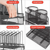Marbrasse Mesh Desk Organizer with Drawer, 4-Tier File Holder